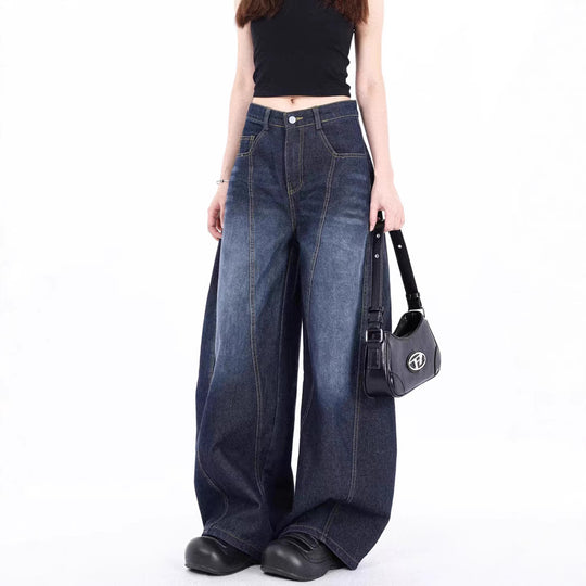 Damen Weite Denim-Hose mit hohem Bund und trendigem Schnitt Heidi-Mode