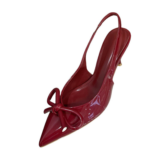 Damen Slingback High Heels mit eleganter Schleifenverzierung und spitzem Zehen Heidi-Mode