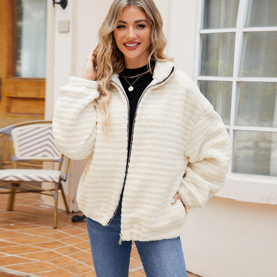 Damen Baumwoll-Fleecejacke mit Reißverschluss Heidi-Mode