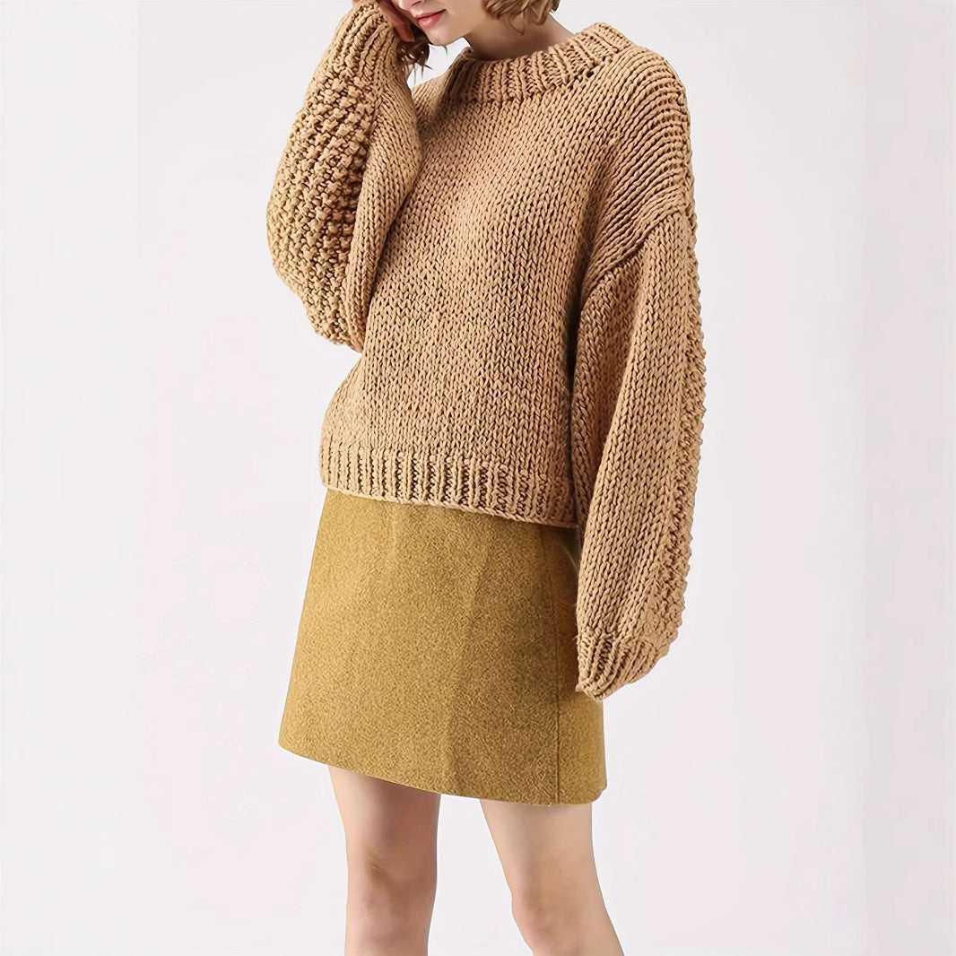 Damen Grobstrickpullover mit weitem Schnitt und Oversized-Ärmeln Heidi-Mode