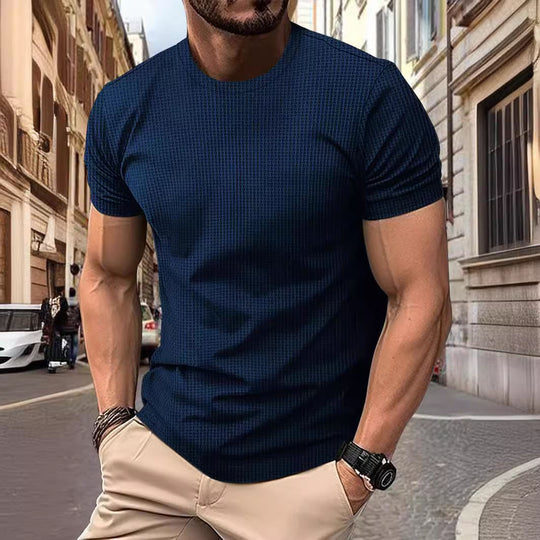 Herren T-Shirt mit strukturiertem Design und atmungsaktiven Eigenschaften Heidi-Mode
