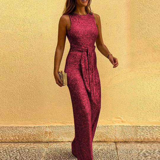 Damen Glitzerndes Abendkleid mit elegantem Taillengürtel Heidi-Mode