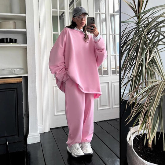 Damen Oversized Sweatshirt mit passender Jogginghose Heidi-Mode