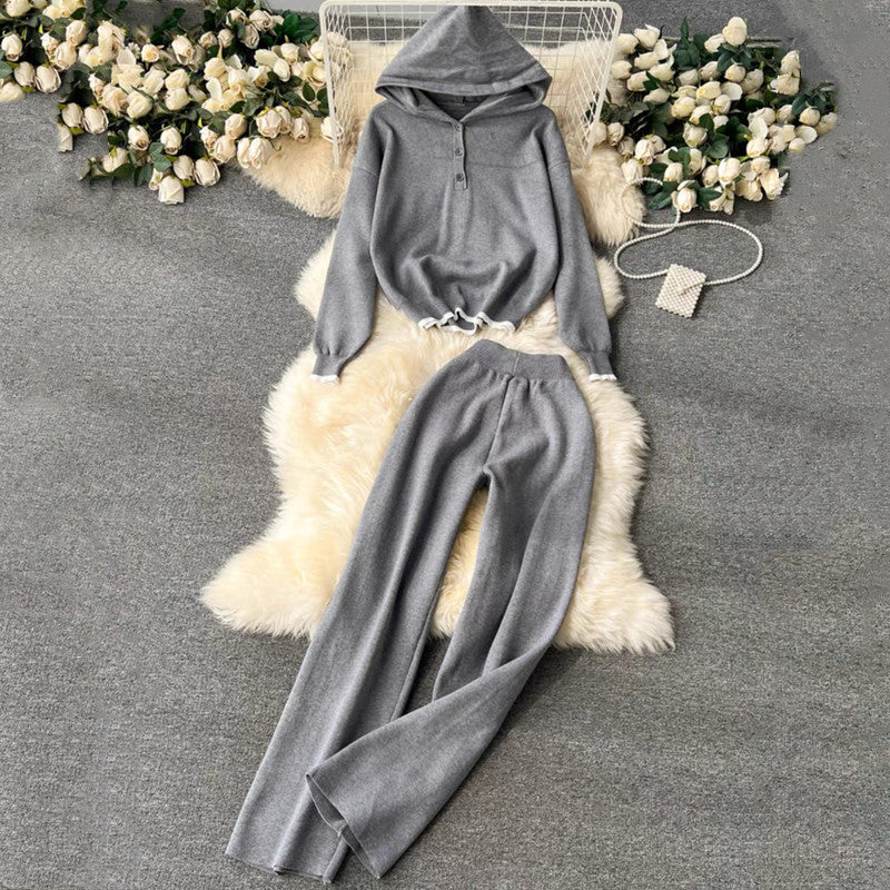 Damen komfortables Lounge-Set mit Kapuze und lässigem Schnitt Heidi-Mode