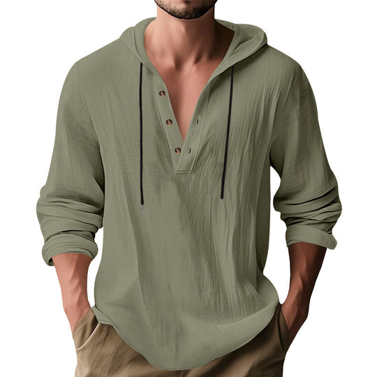 Herren Kapuzenshirt mit Knopfleiste und lässigem Schnitt Heidi-Mode