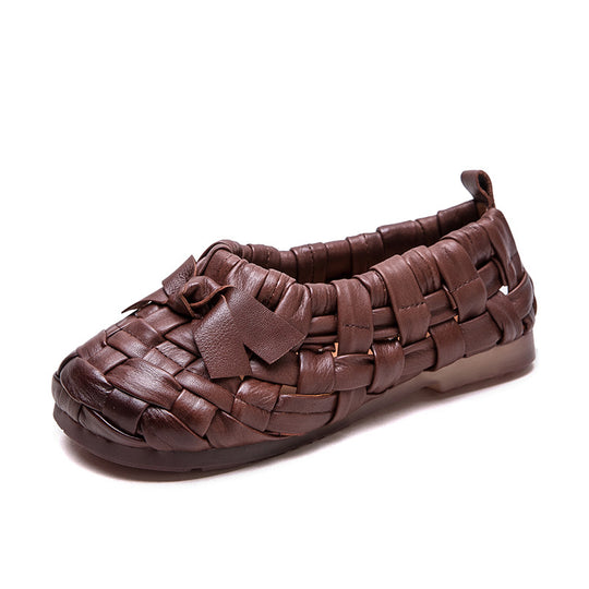 Damen Ballerinas aus geflochtenem Leder mit komfortablem Fußbett Heidi-Mode