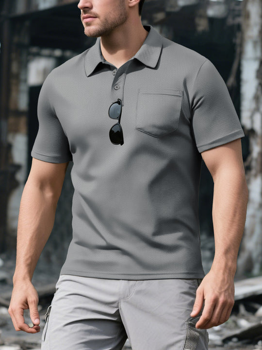 Herren Poloshirt mit atmungsaktiver Gewebestruktur und praktischer Brusttasche Heidi-Mode