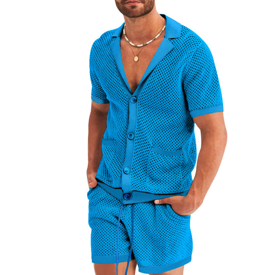 Herren atmungsaktives Künstler-Shorts-Set mit strukturiertem Design Heidi-Mode