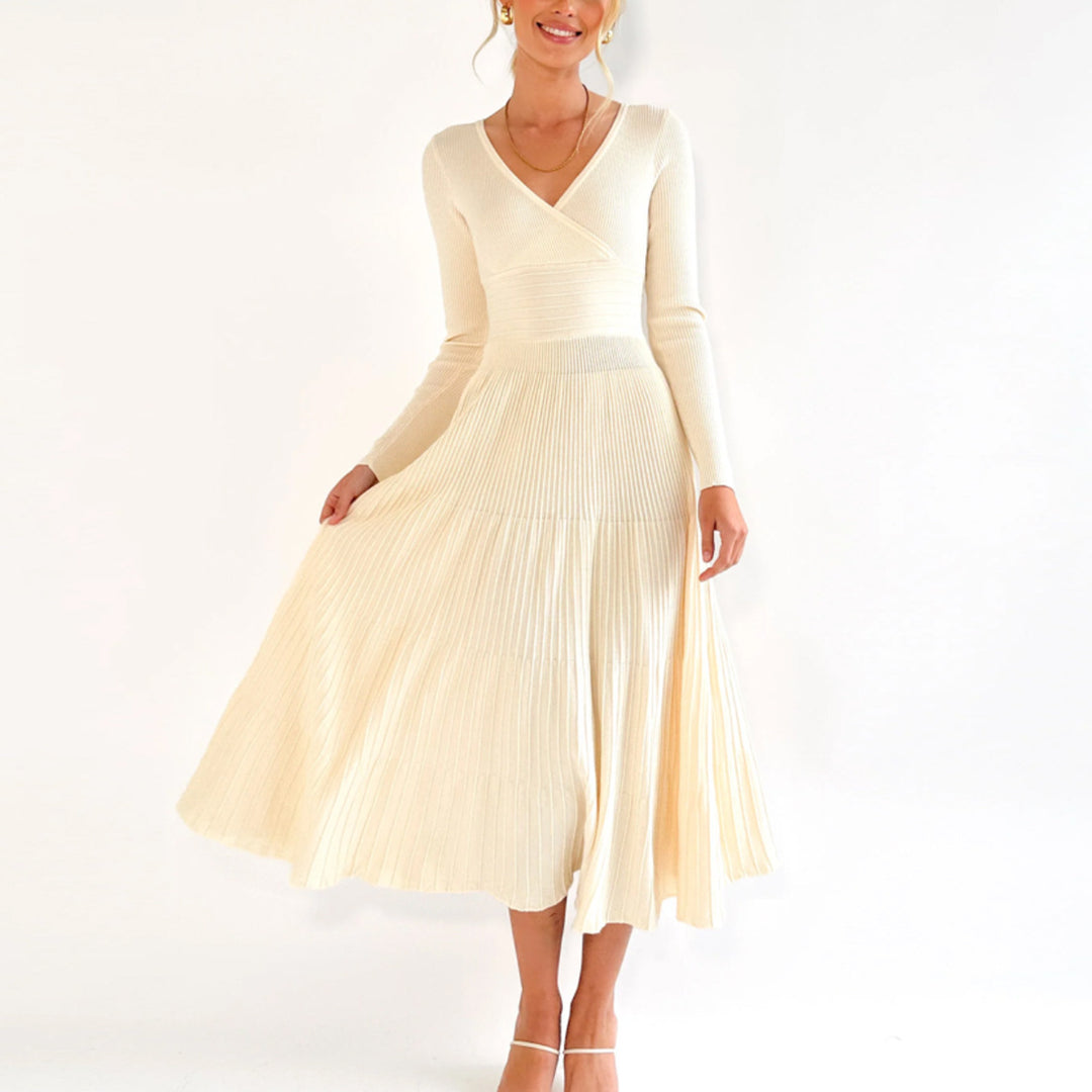 Damen Elegantes Wickelkleid mit plisséierten Details Heidi-Mode