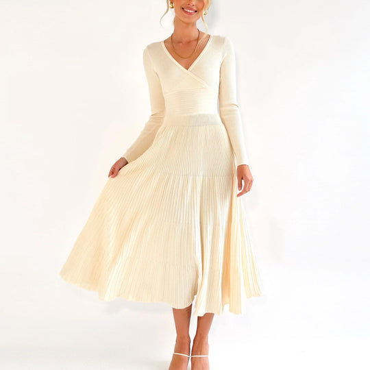 Damen Elegantes Wickelkleid mit plisséierten Details Heidi-Mode