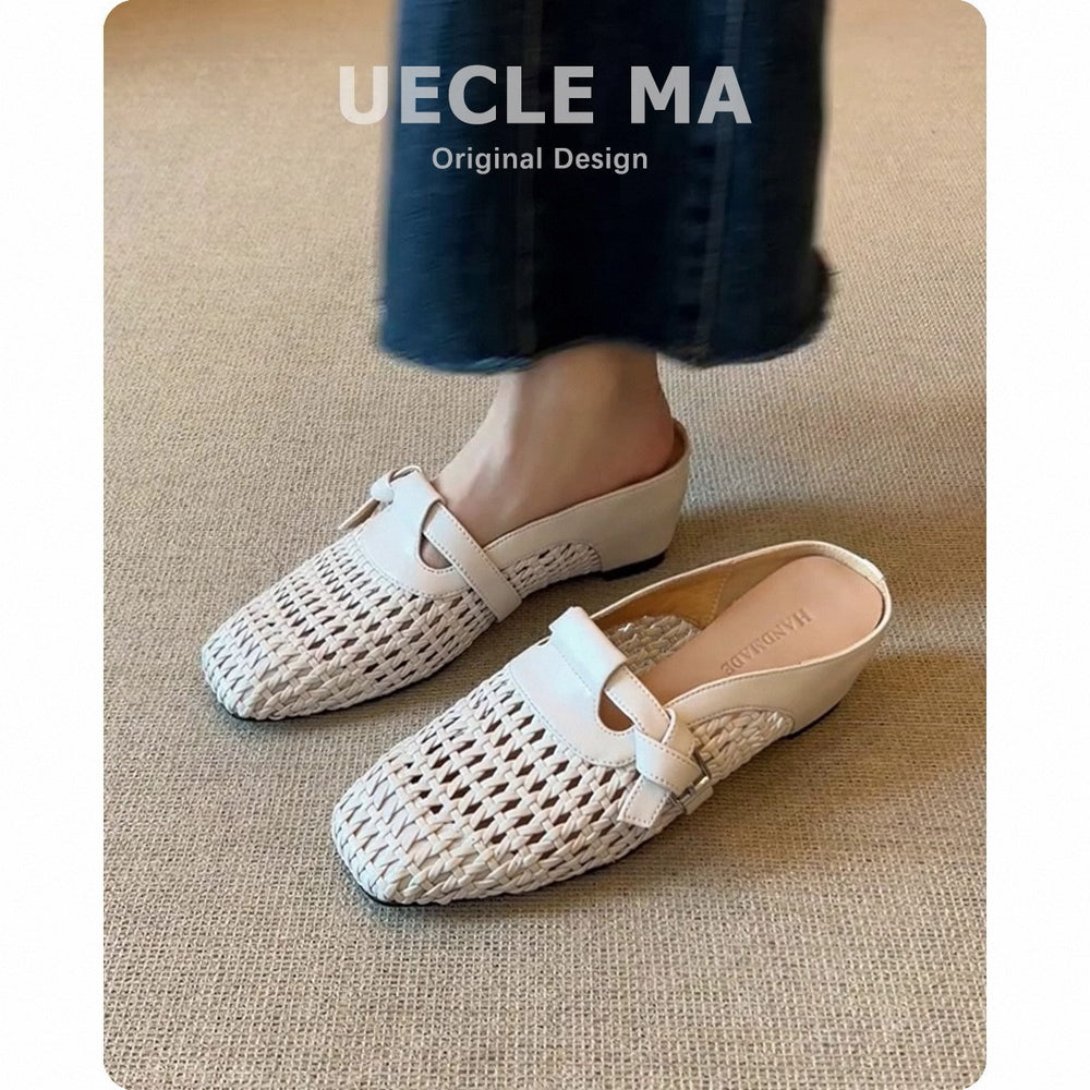 Damen Woven Leder Slip-On Mules Heidi-Mode