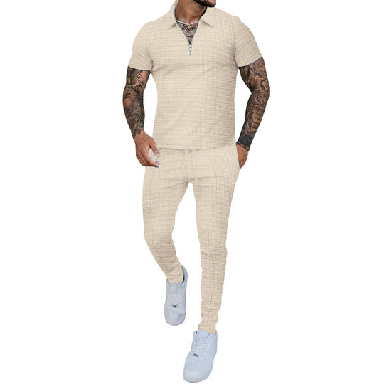 Herren Freizeit-Set mit modernem Kurzarm-Polo und eleganten Jogginghosen Heidi-Mode