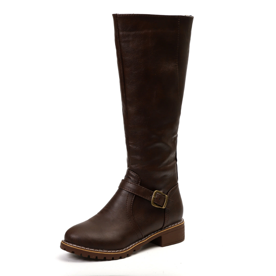 Damen Modische Stiefel mit eleganter Schnalle und robustem Profil Heidi-Mode