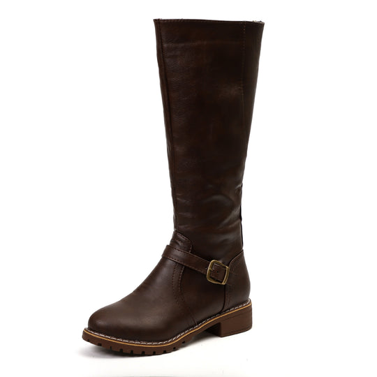 Damen Modische Stiefel mit eleganter Schnalle und robustem Profil Heidi-Mode