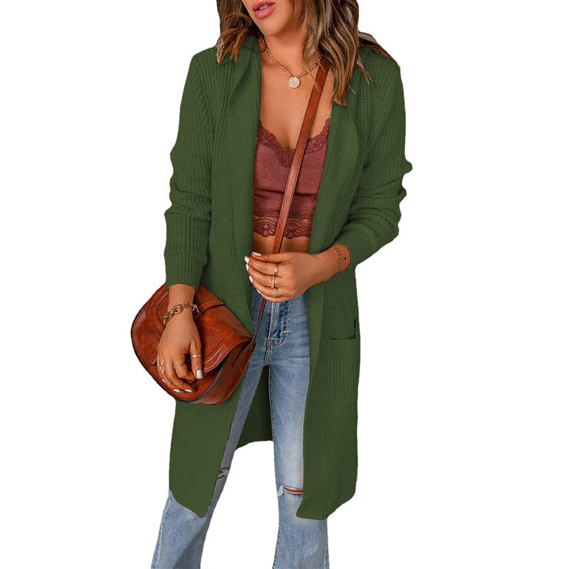 Damen Strickmantel mit offenen Vorderteilen und Taschen Heidi-Mode