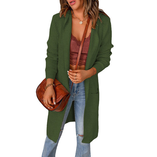 Damen Strickmantel mit offenen Vorderteilen und Taschen Heidi-Mode