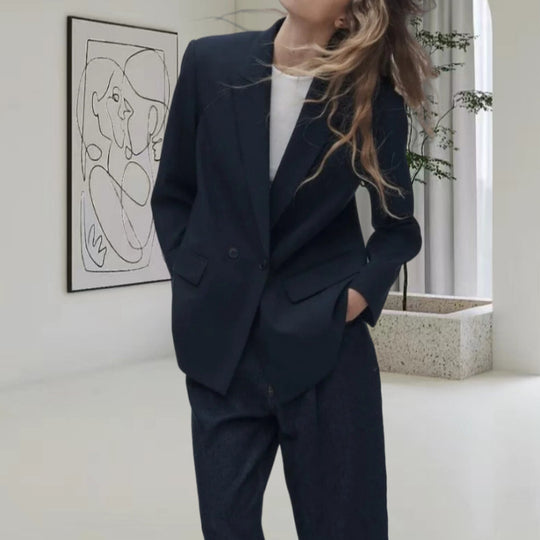Damen Oversized Blazer mit eleganter Silhouette und dekorativen Knöpfen Heidi-Mode