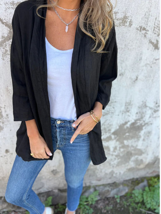 Damen lässige Sommerjacke aus leichtem Leinen Heidi-Mode