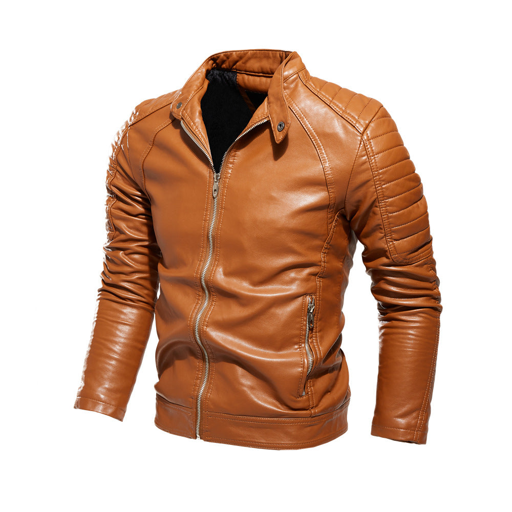Herren Kunstlederjacke mit strukturierten Einsätzen Heidi-Mode