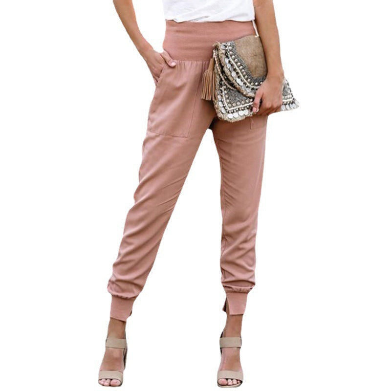 Damen bequem geschnittene Jogger-Hose mit seitlichen Taschen und Gummizug Heidi-Mode