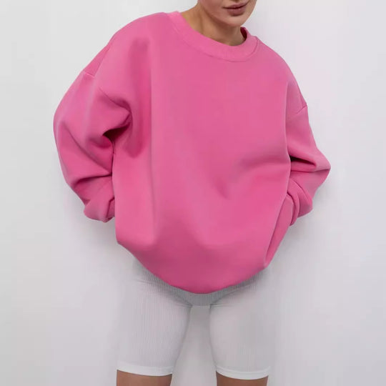 Damen Oversized Sweatshirt mit lässigem Schnitt und hohen Bündchen Heidi-Mode