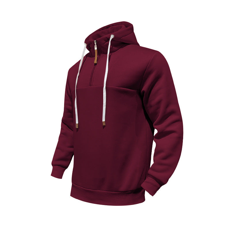 Herren Kapuzensweater mit halbem Reißverschluss und modernem Schnitt Heidi-Mode