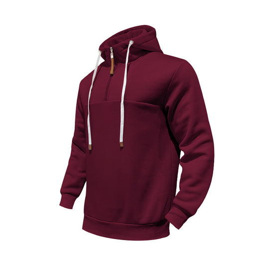 Herren Kapuzensweater mit halbem Reißverschluss und modernem Schnitt Heidi-Mode