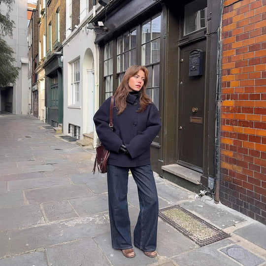 Damen Oversized Winterjacke mit hohem Kragen und Knopfverschluss Heidi-Mode