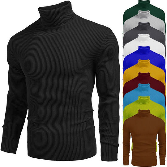 Herren Rollkragenpullover aus feinem Rippstrickmaterial Heidi-Mode