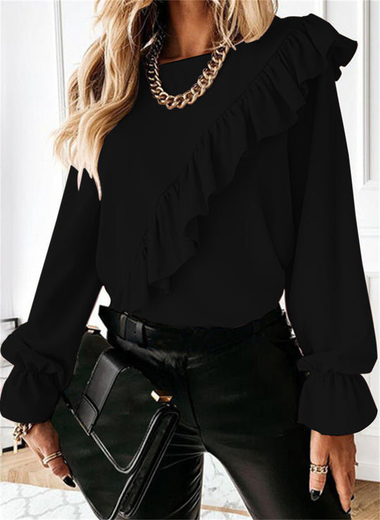 Damen Bluse mit voluminösen Rüschen Heidi-Mode