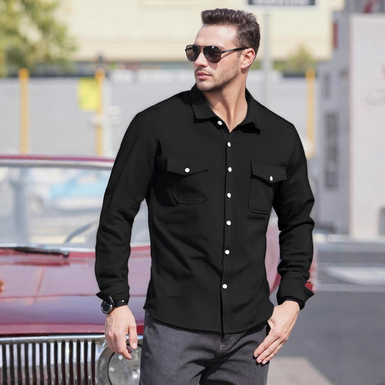 Herren Lässiges Langarmhemd mit praktischen Brusttaschen und modernem Schnitt Heidi-Mode