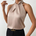 Heidi-Mode | Damen Knoten Hals Stil Top Seide