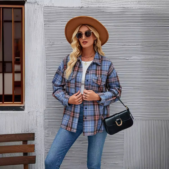 Damen Flanellhemdjacke im lässigen Karo-Design mit Brusttaschen Heidi-Mode