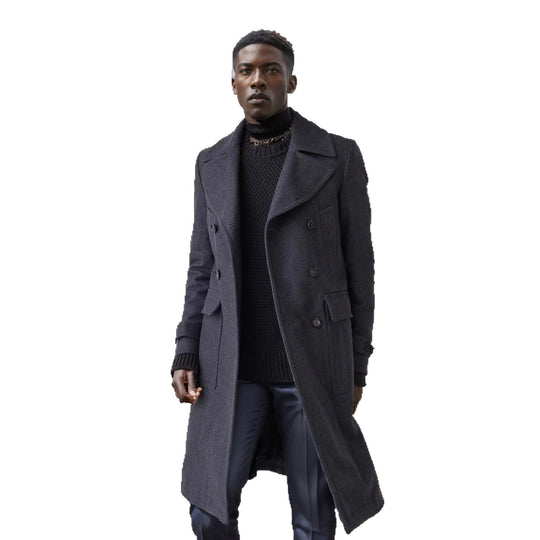 Herren eleganter Doppelt-Mantel mit praktischen Taschen und hochwertigem Futter Heidi-Mode