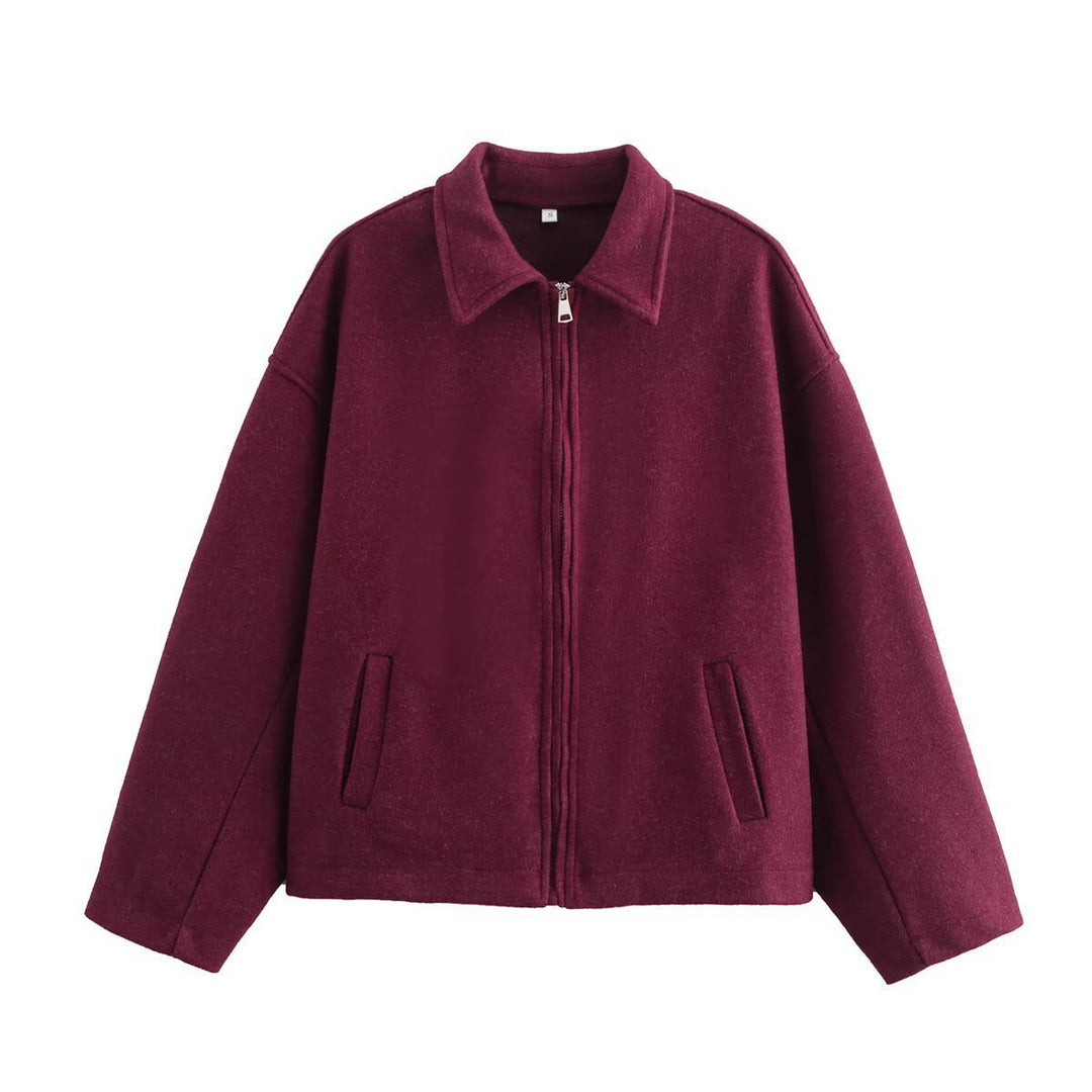 Damen lässige Kurzjacke mit weitem Schnitt und Reverskragen Heidi-Mode