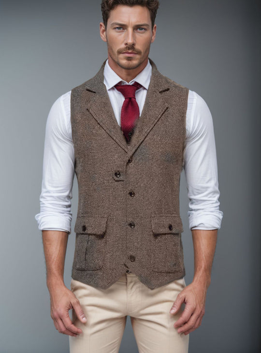 Herren Weste im klassischen Herringbone-Design Heidi-Mode