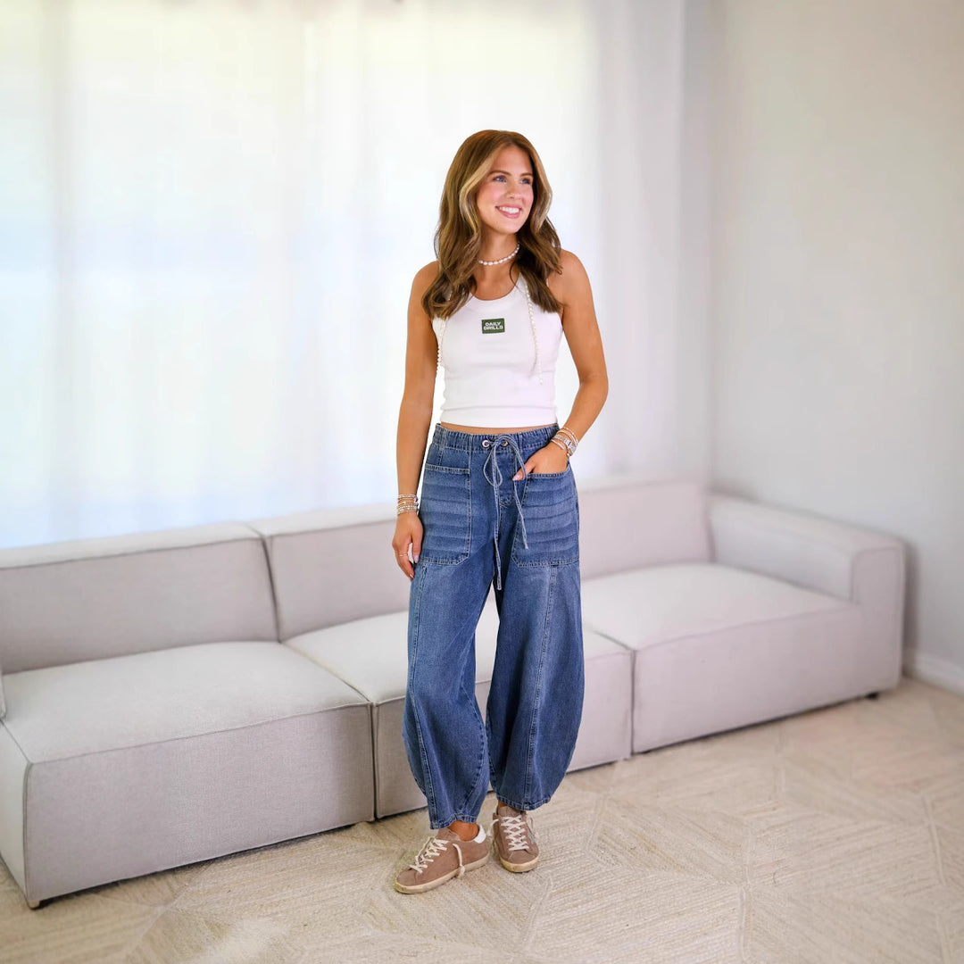 Damen lässige weite Jeanshose Heidi-Mode