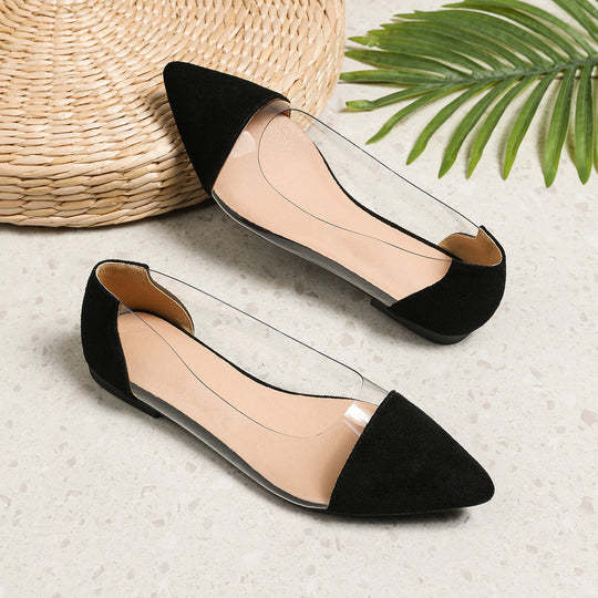 Damen Ballerinas mit transparentem Einschnitt und trendigem Schlangenmuster Heidi-Mode