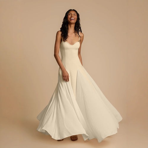 Damen Elegantes Abendkleid mit asymmetrischem Saum und feinen Rüschen Heidi-Mode