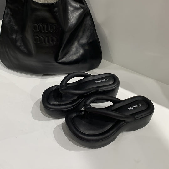 Damen Plattform Flip Flops mit bequemem gepolstertem Fußbett Heidi-Mode