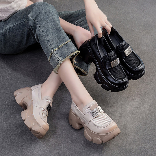 Damen Chunky Loafer mit atmungsaktivem Netzdesign und robustem Sohlenprofil Heidi-Mode