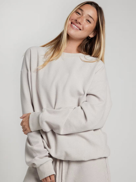 Damen Bequemer Waffelstruktur Pullover mit lässigem Schnitt Heidi-Mode