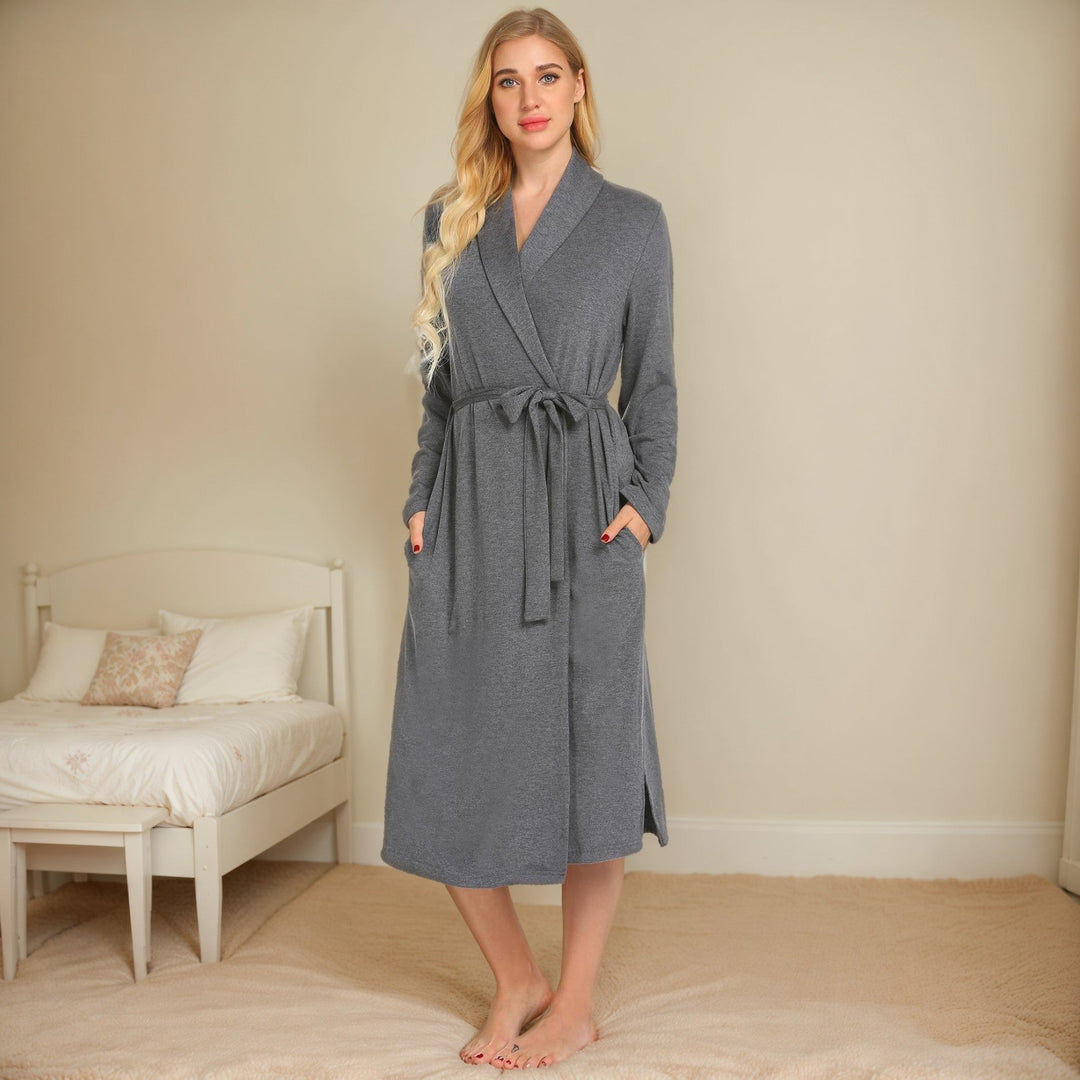 Heidi-Mode | Fleece-Robe Herbst Winter Langarm Tasche Robe