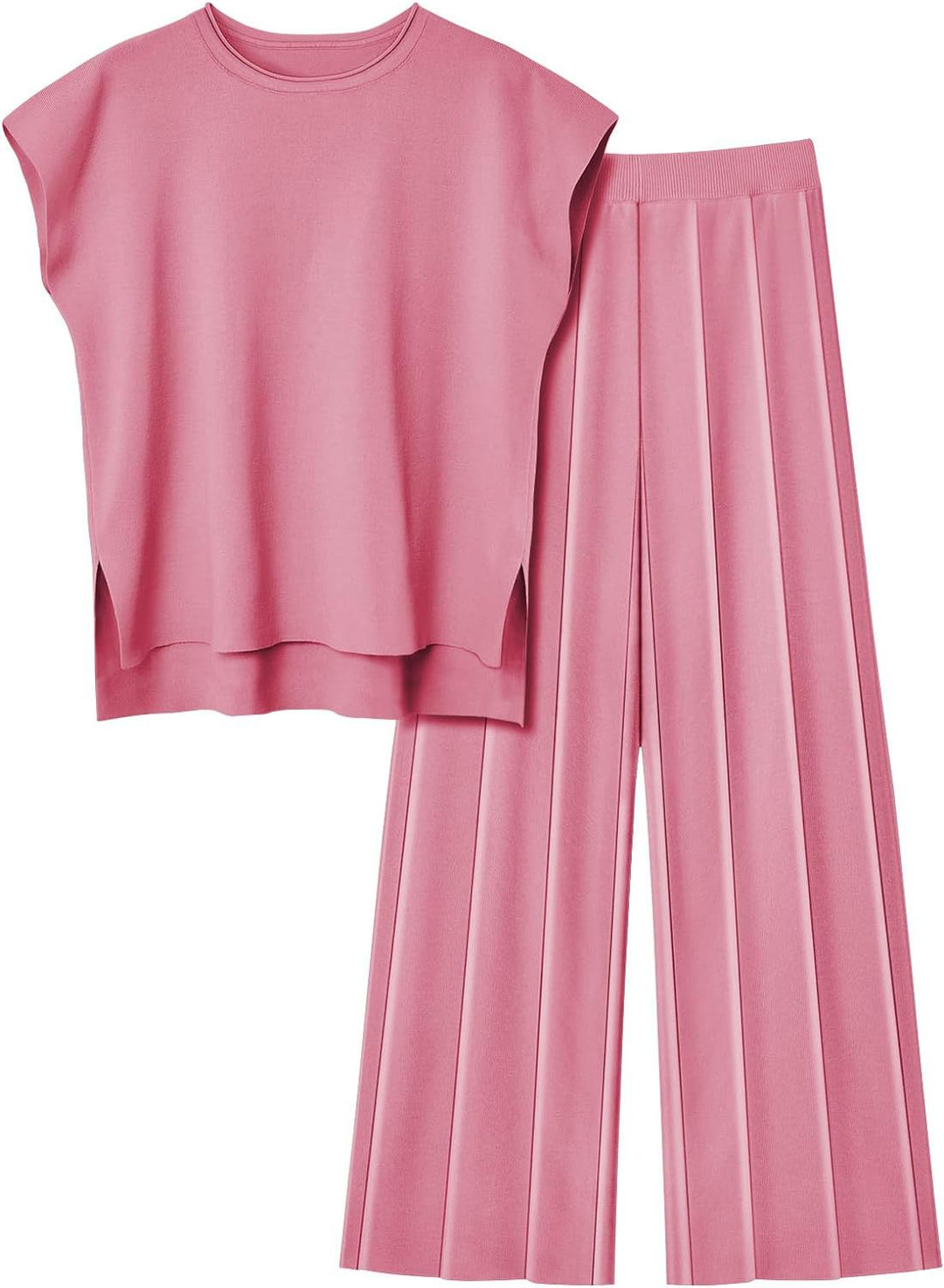 Damen elegantes Set mit kurzärmligem Oberteil und plissierter Hose Heidi-Mode