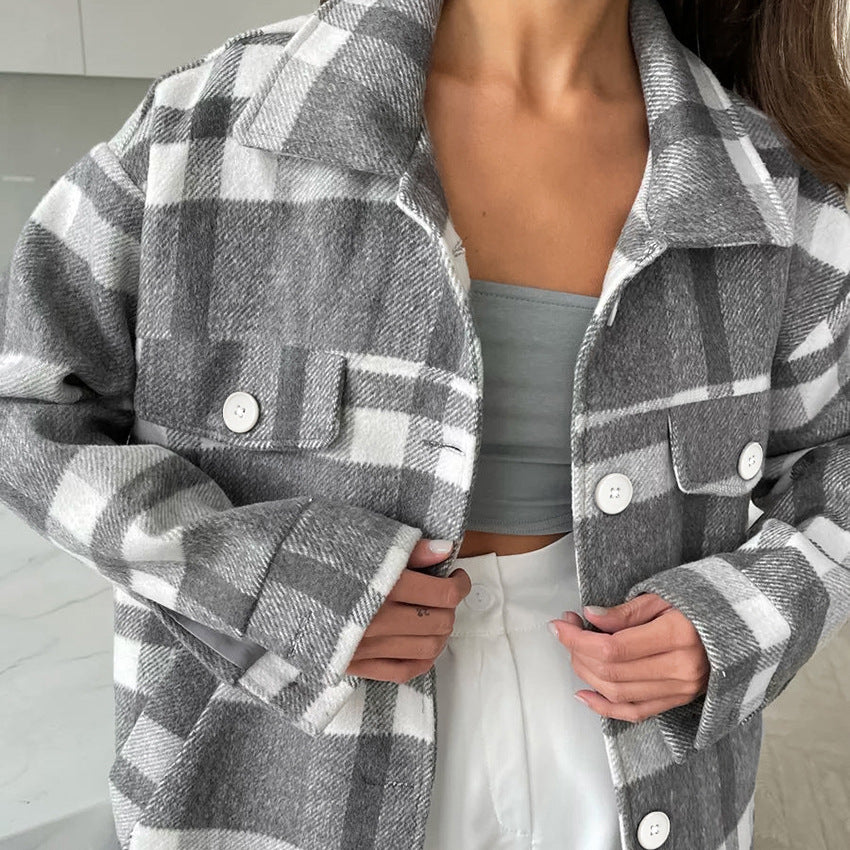 Damen Flanellhemdjacke mit Gürtel und Karomuster Heidi-Mode