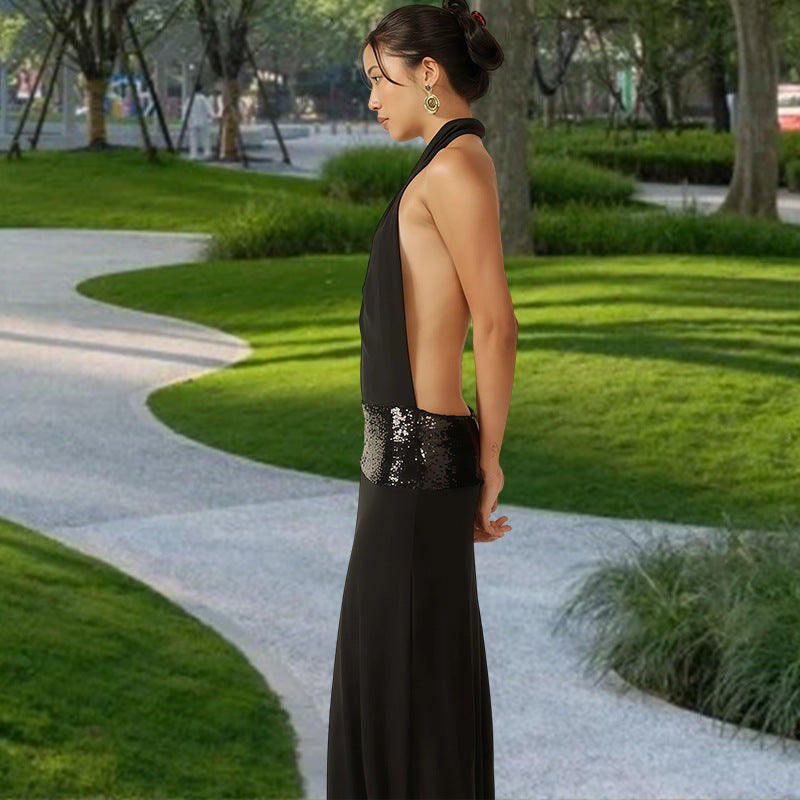 Damen Elegantes Abendkleid mit schimmerndem Gürtel Heidi-Mode