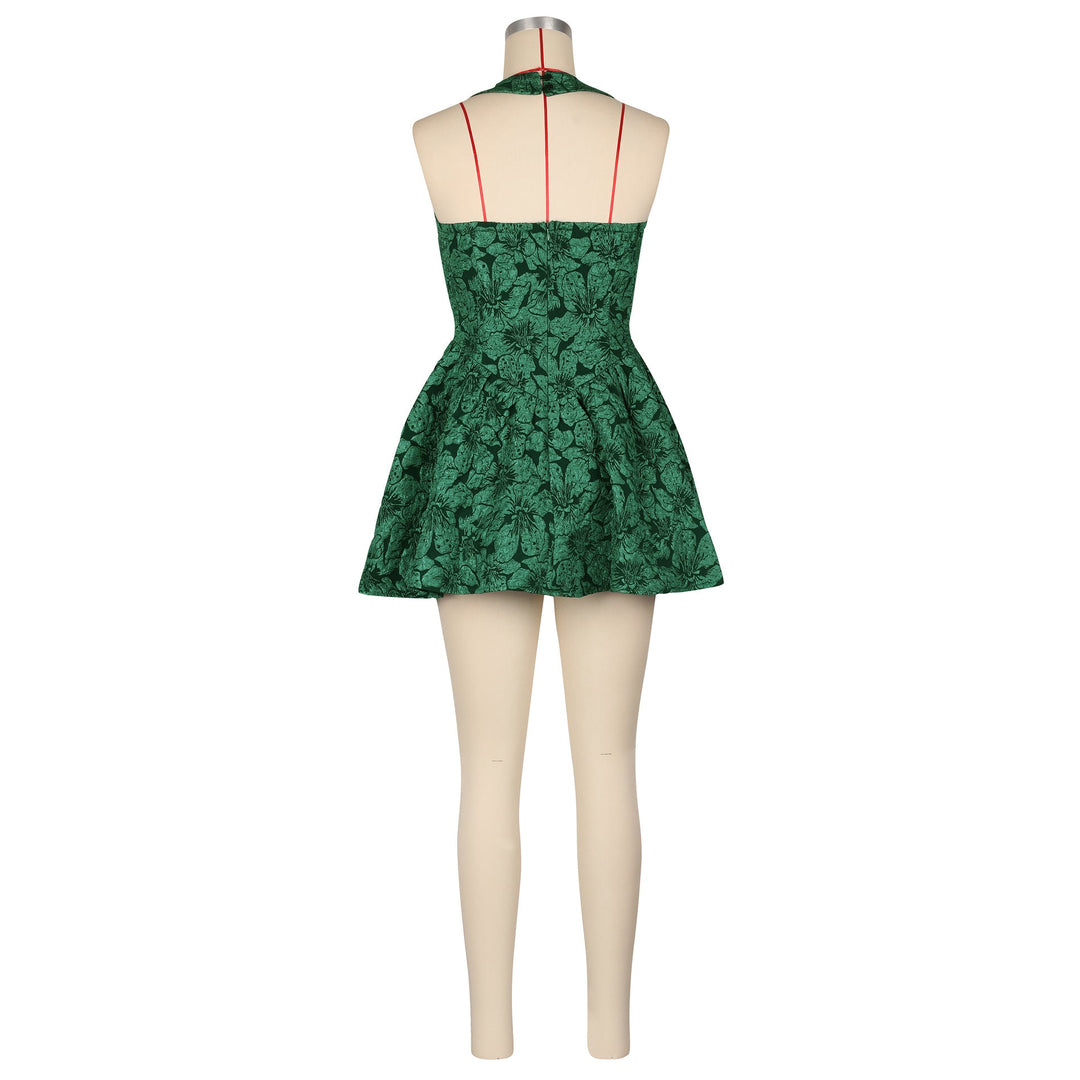 Heidi-Mode | Damen Kleidung Kleid Sexy Off Shoulder Enger Taille Puff Kleid Flocking Kleid