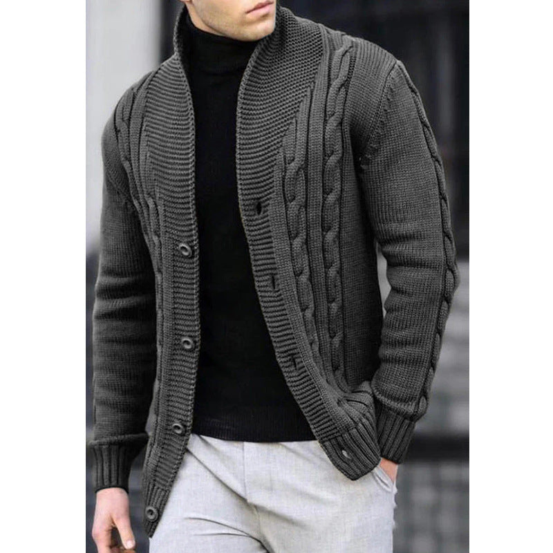 Herren Strickjacke mit Kabelmuster und Schalkragen Heidi-Mode
