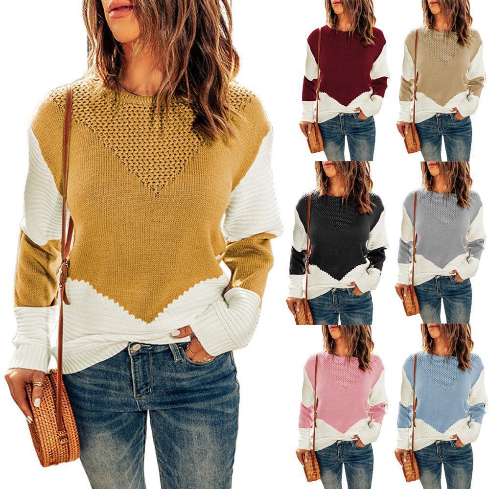 Damen modischer Strickpullover mit modernen Farbkombinationen und strukturierter Optik Heidi-Mode