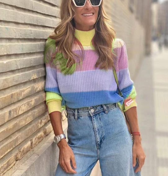 Damen modischer Strickpullover mit Farbverlauf Heidi-Mode